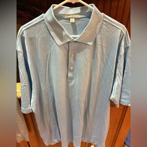 Peter Millar men’s golf polo.‎ Sharp light Blue. Classic Style. XXL